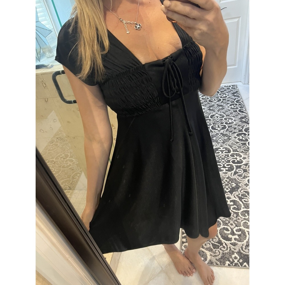 Betsey Johnson Vintage Black Silk Corset Fit & Flare Evening Dress Size 6